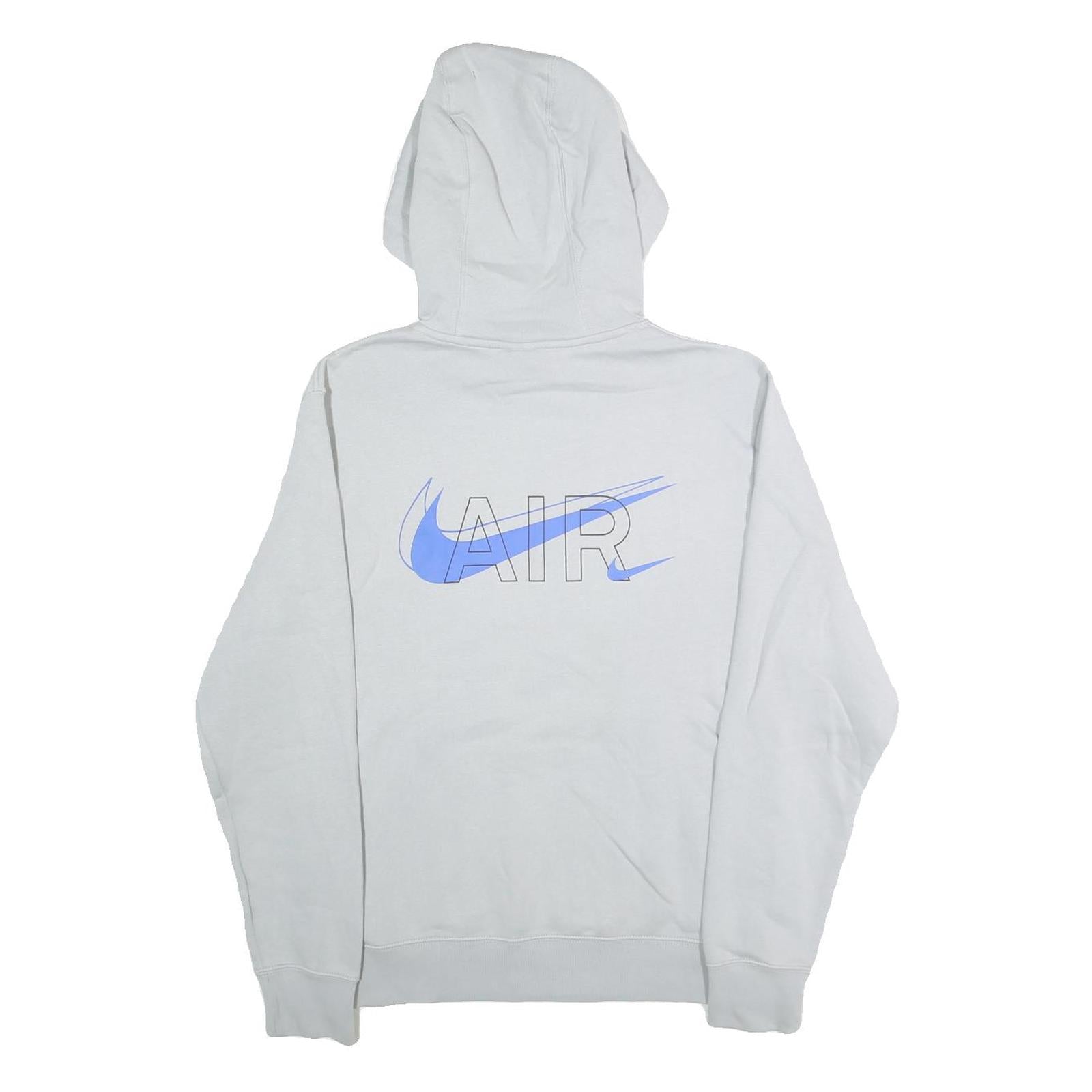 NIKE Mens Grey Hoodie S Nike Air Logo Pullover Cotton Sweatshirt