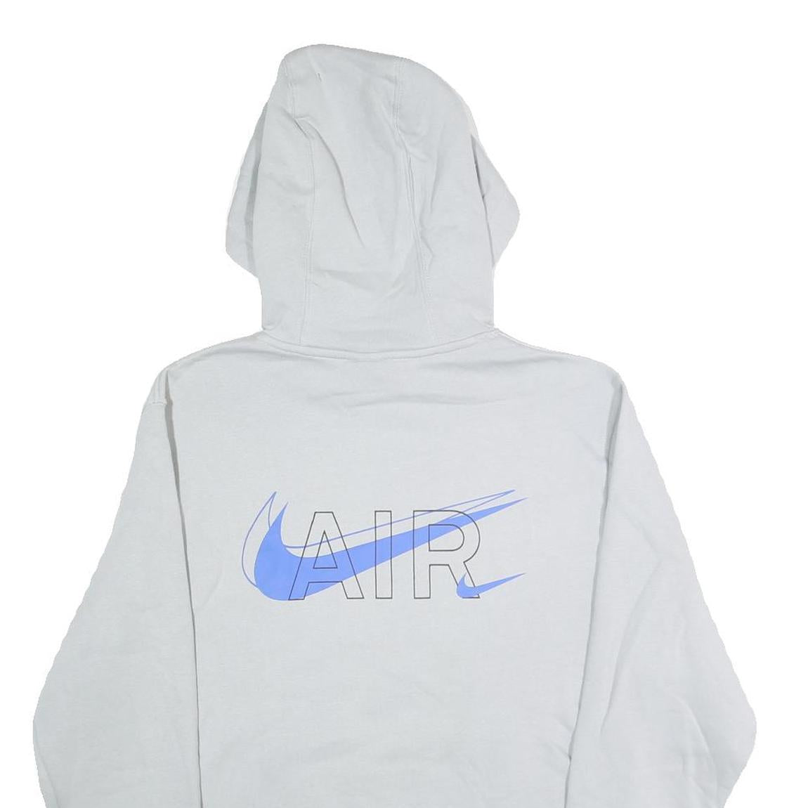 NIKE Mens Grey Hoodie S Nike Air Logo Pullover Cotton Sweatshirt