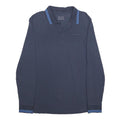 LOTTO Mens Navy Blue Long Sleeve Plain Polo Shirt L Sports Casual