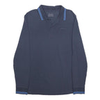 LOTTO Mens Navy Blue Long Sleeve Plain Polo Shirt L Sports Casual