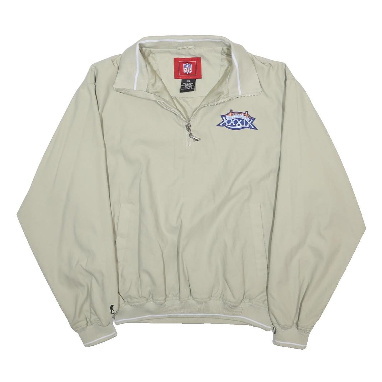 NFL Mens Beige Beige Quarter Zip Polyester Jacket S Plain Sportswear Casual