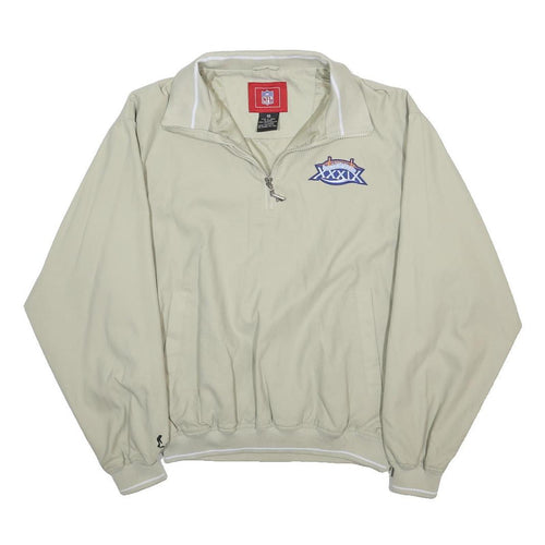 NFL Mens Beige Beige Quarter Zip Polyester Jacket S Plain Sportswear Casual