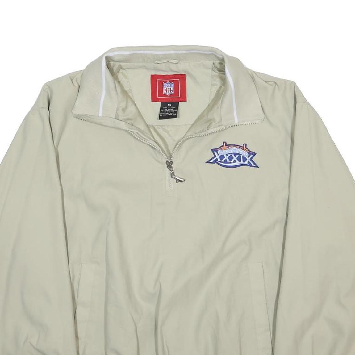 NFL Mens Beige Beige Quarter Zip Polyester Jacket S Plain Sportswear Casual