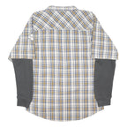 TIMBERLAND Mens Blue Beige Check Cotton Blend Shirt XL Casual Layered Look