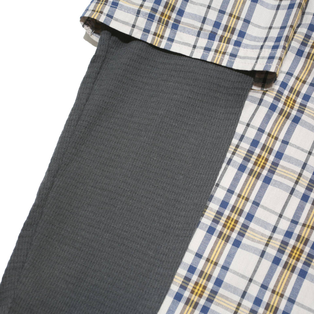 TIMBERLAND Mens Blue Beige Check Cotton Blend Shirt XL Casual Layered Look