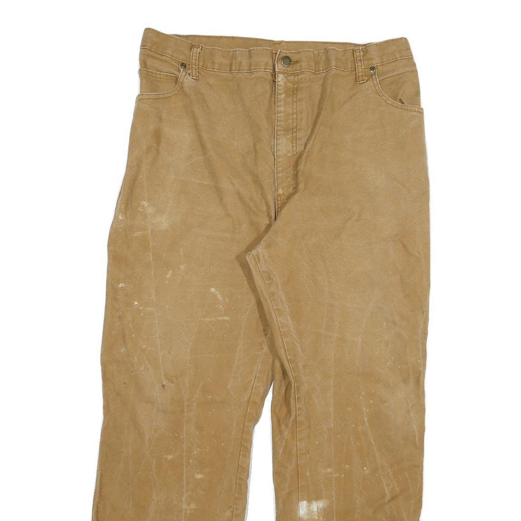 DICKIES Mens Regular Fit Beige Cotton Blend Straight Leg Trousers W34 L29