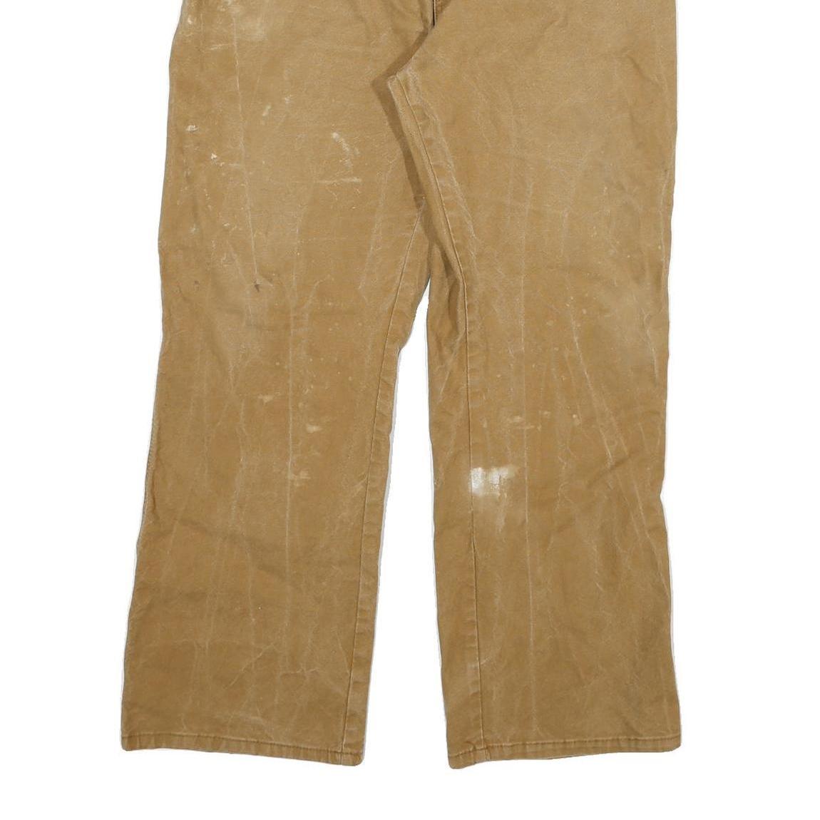 DICKIES Mens Regular Fit Beige Cotton Blend Straight Leg Trousers W34 L29