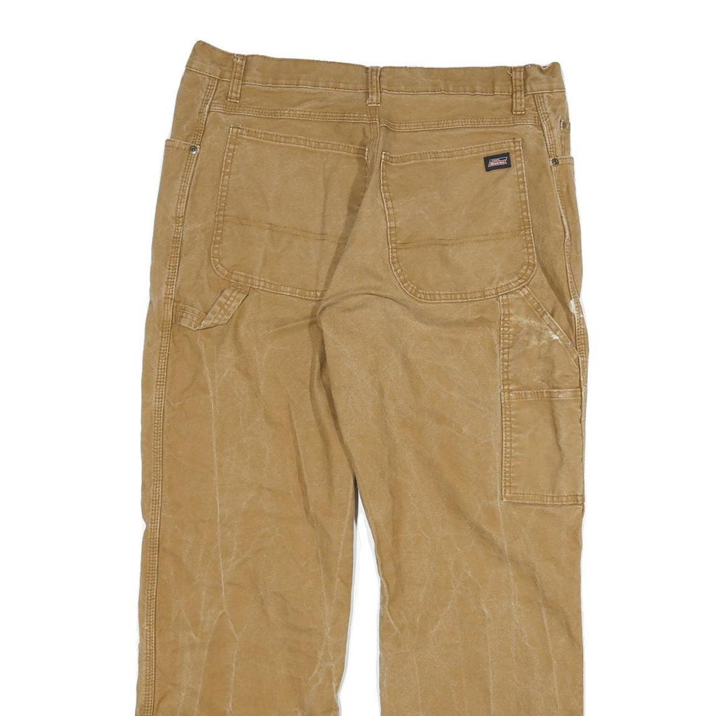 DICKIES Mens Regular Fit Beige Cotton Blend Straight Leg Trousers W34 L29