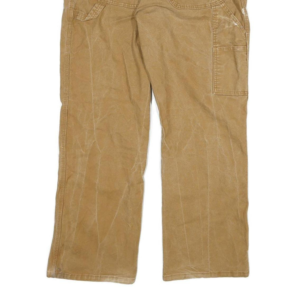 DICKIES Mens Regular Fit Beige Cotton Blend Straight Leg Trousers W34 L29