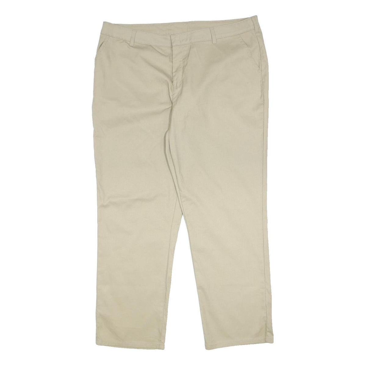 DICKIES Mens Regular Fit Beige Cotton Blend Trousers W40 L29 Classic Plain Zip