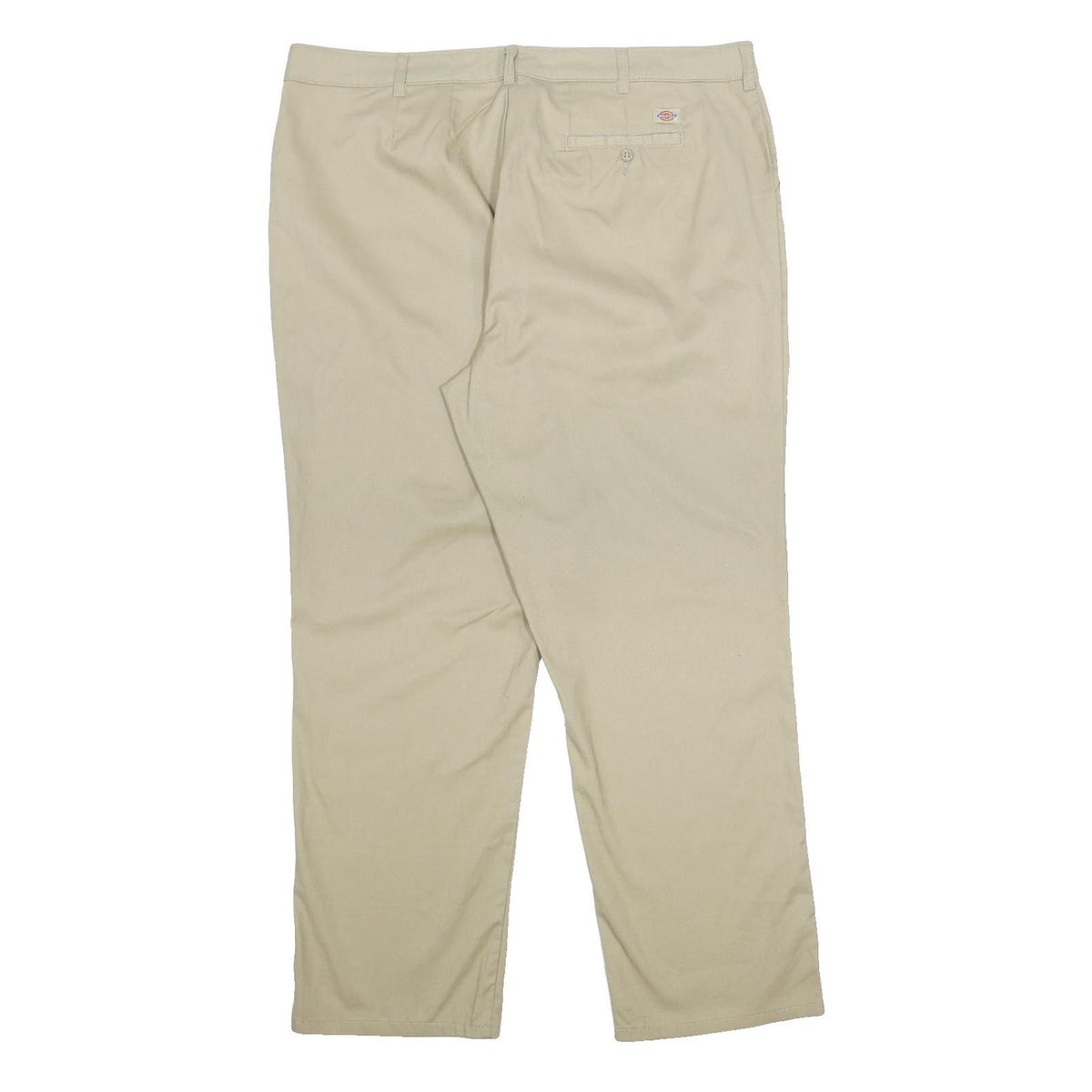 DICKIES Mens Regular Fit Beige Cotton Blend Trousers W40 L29 Classic Plain Zip