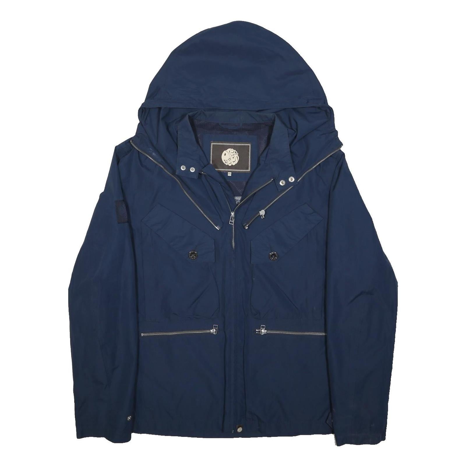 PRETTY GREEN Womens Blue Jacket 2XL Polyester Zip Hooded Casual Outerwear
