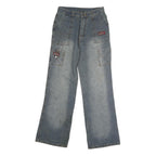 BOYUE JEANS Mens Jeans Blue Regular Straight Denim Rinse W28 L30 Casual Wear