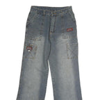 BOYUE JEANS Mens Jeans Blue Regular Straight Denim Rinse W28 L30 Casual Wear