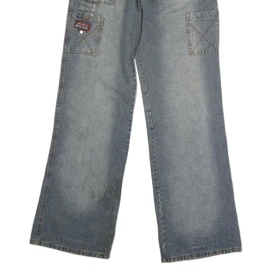 BOYUE JEANS Mens Jeans Blue Regular Straight Denim Rinse W28 L30 Casual Wear