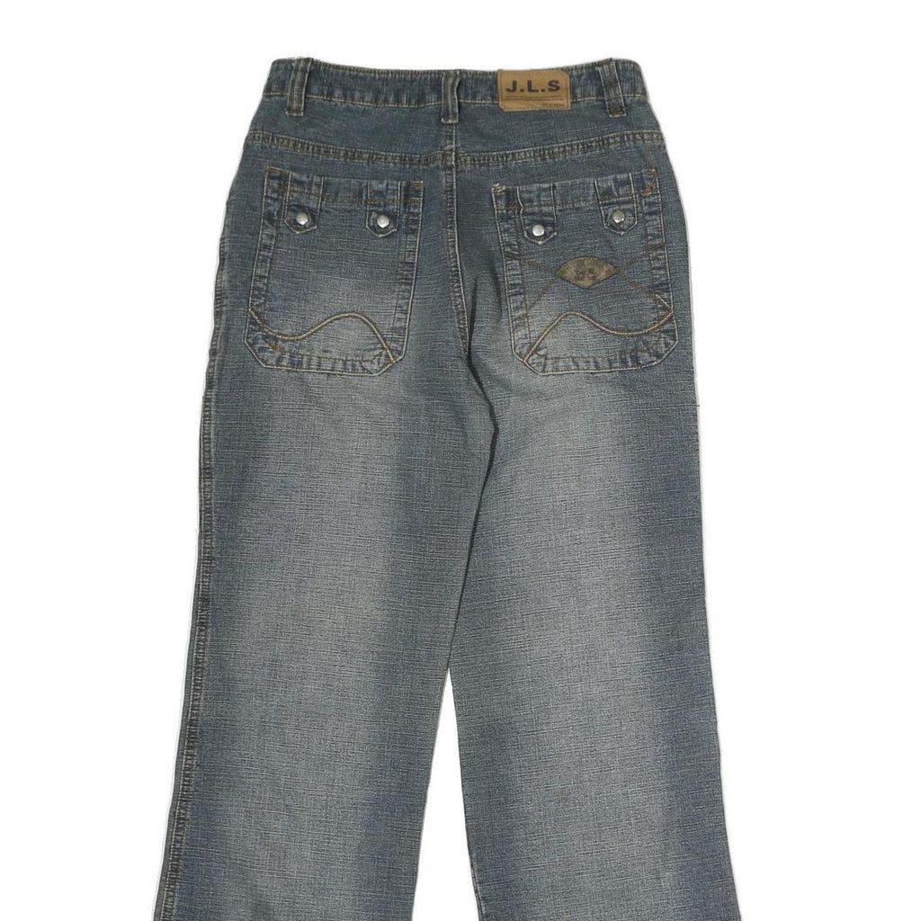 BOYUE JEANS Mens Jeans Blue Regular Straight Denim Rinse W28 L30 Casual Wear