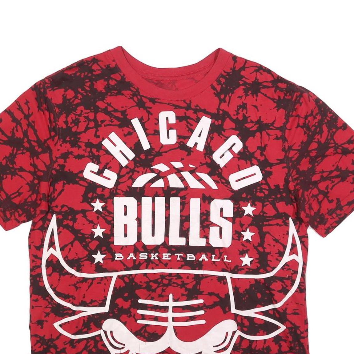 NBA Mens Red Black Chicago Bulls Graphic T-Shirt L Short Sleeve Crew Neck