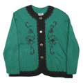 CONFEZIONI RENE Womens Green & Black Cotton Blend Jacket L Button Plain