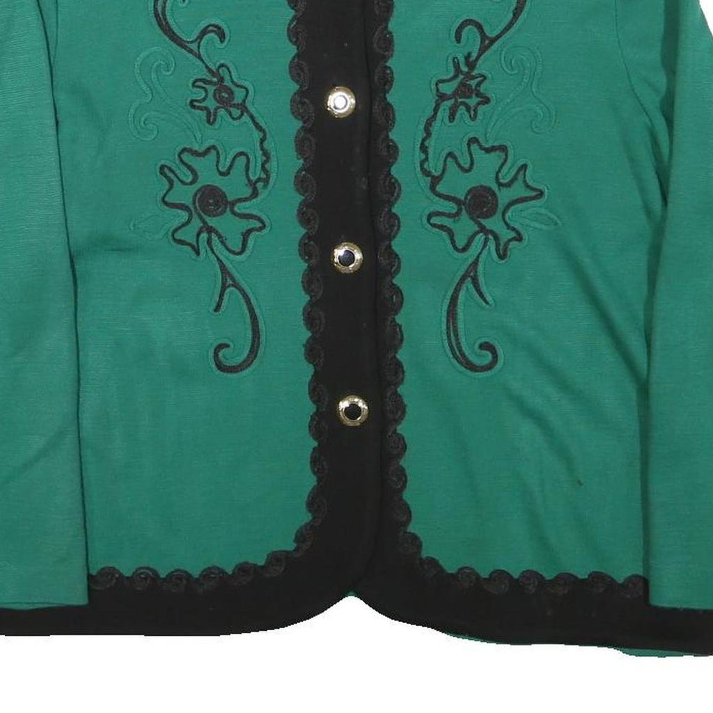 CONFEZIONI RENE Womens Green & Black Cotton Blend Jacket L Button Plain
