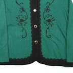 CONFEZIONI RENE Womens Green & Black Cotton Blend Jacket L Button Plain