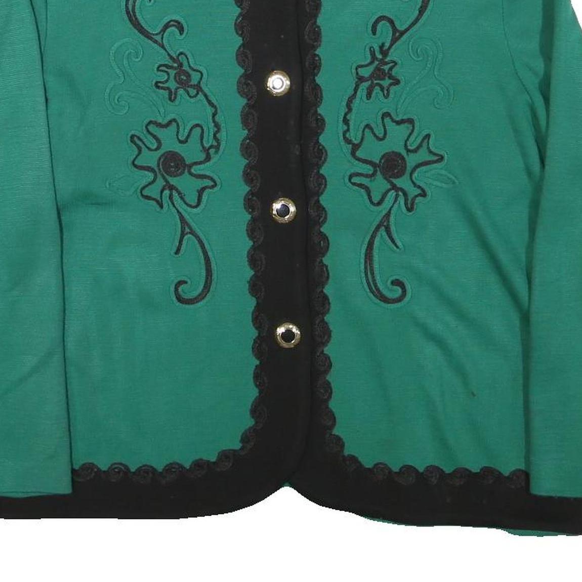 CONFEZIONI RENE Womens Green & Black Cotton Blend Jacket L Button Plain