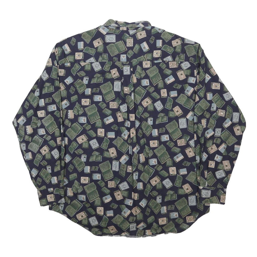 DOCKERS Mens Navy Blue Novelty Print Shirt M Casual Cotton Comfortable