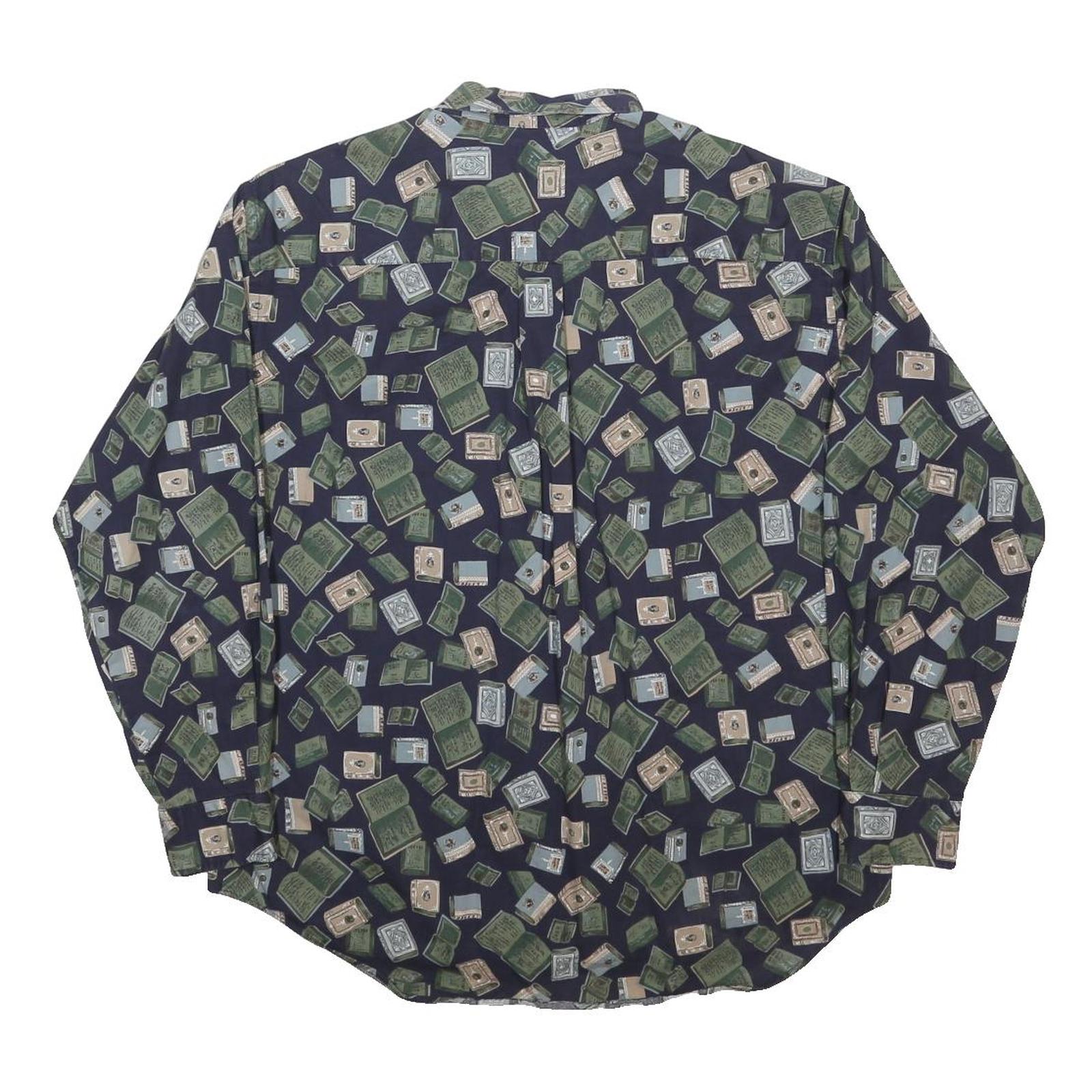 DOCKERS Mens Navy Blue Novelty Print Shirt M Casual Cotton Comfortable