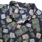 DOCKERS Mens Navy Blue Novelty Print Shirt M Casual Cotton Comfortable