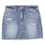 JOE'S Womens Blue Denim Mini Cotton Blend Skirt Size M Distressed Five Pocket