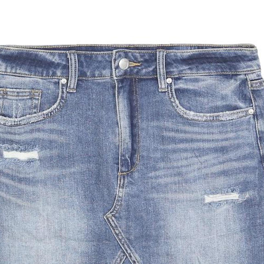 JOE'S Womens Blue Denim Mini Cotton Blend Skirt Size M Distressed Five Pocket
