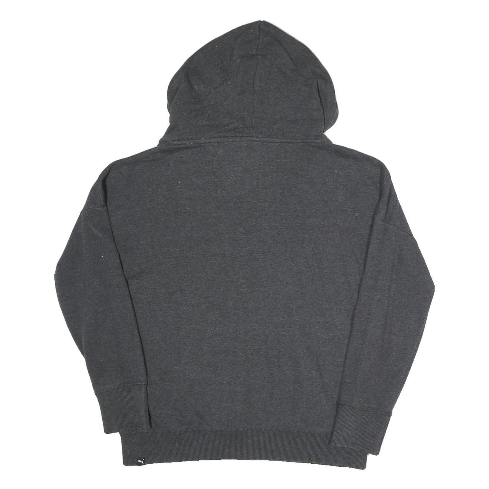 PUMA Womens Charcoal Grey Hoodie UK 14 Cotton Blend Pullover Casual Sweatshirt