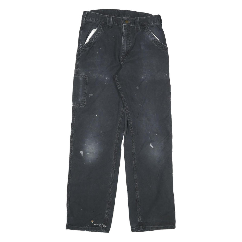 CARHARTT Mens Cotton Blend Black Regular Straight Trousers W32 L34 Workwear