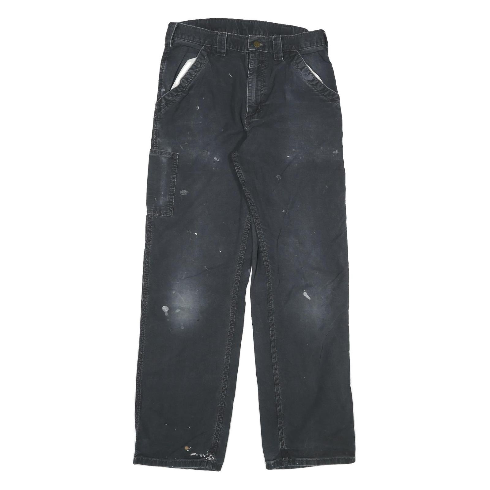 CARHARTT Mens Cotton Blend Black Regular Straight Trousers W32 L34 Workwear