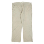 DICKIES Mens Relaxed Beige Jeans Cotton Blend Zip W38 L30 Workwear Carpenter