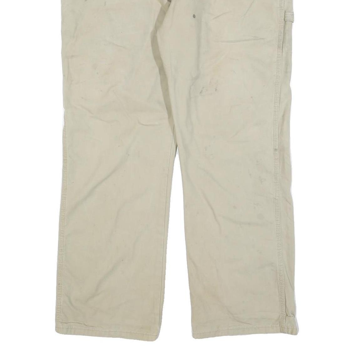 DICKIES Mens Relaxed Beige Jeans Cotton Blend Zip W38 L30 Workwear Carpenter