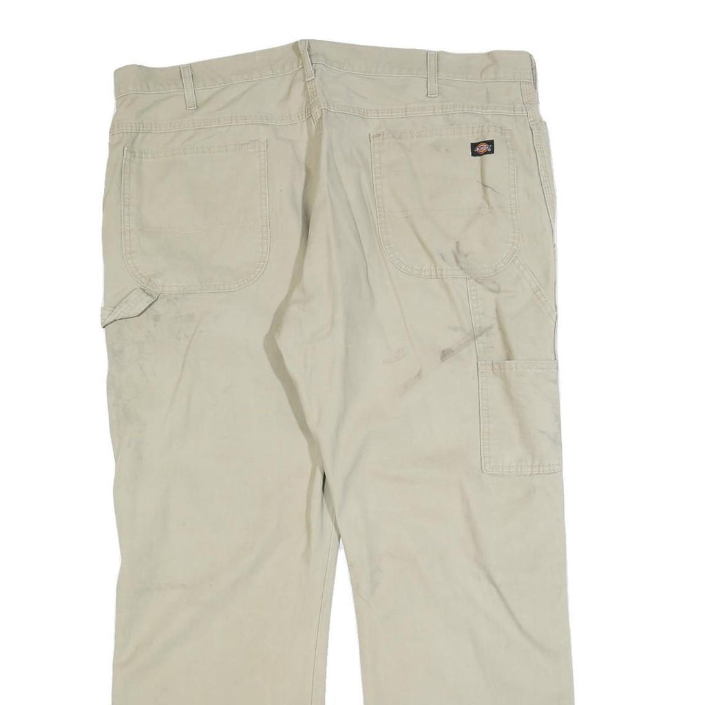 DICKIES Mens Relaxed Beige Jeans Cotton Blend Zip W38 L30 Workwear Carpenter