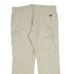 DICKIES Mens Relaxed Beige Jeans Cotton Blend Zip W38 L30 Workwear Carpenter