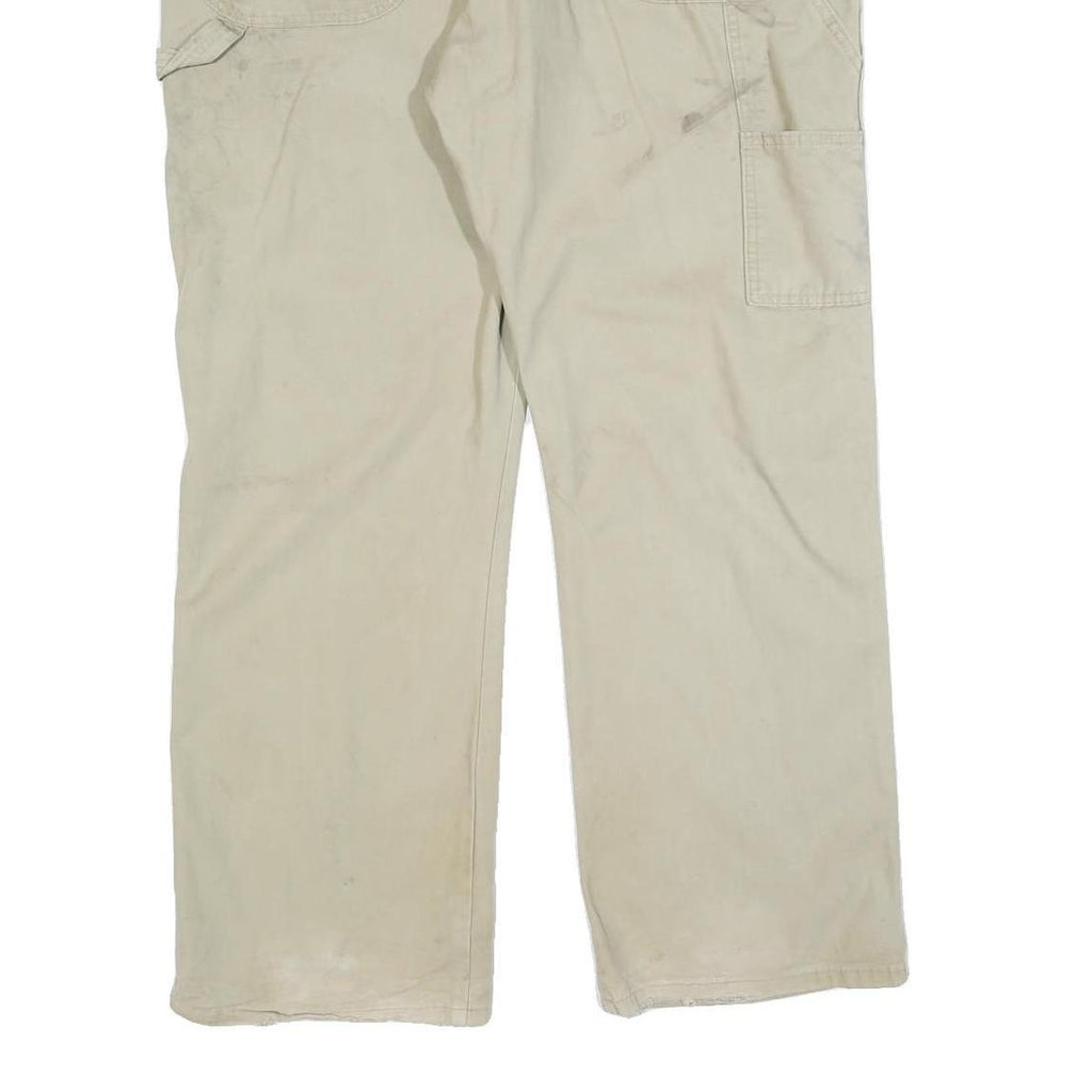 DICKIES Mens Relaxed Beige Jeans Cotton Blend Zip W38 L30 Workwear Carpenter