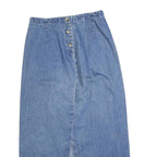 EDDIE BAUER Womens Blue Denim Straight Midi Cotton Blend Skirt M Button Front