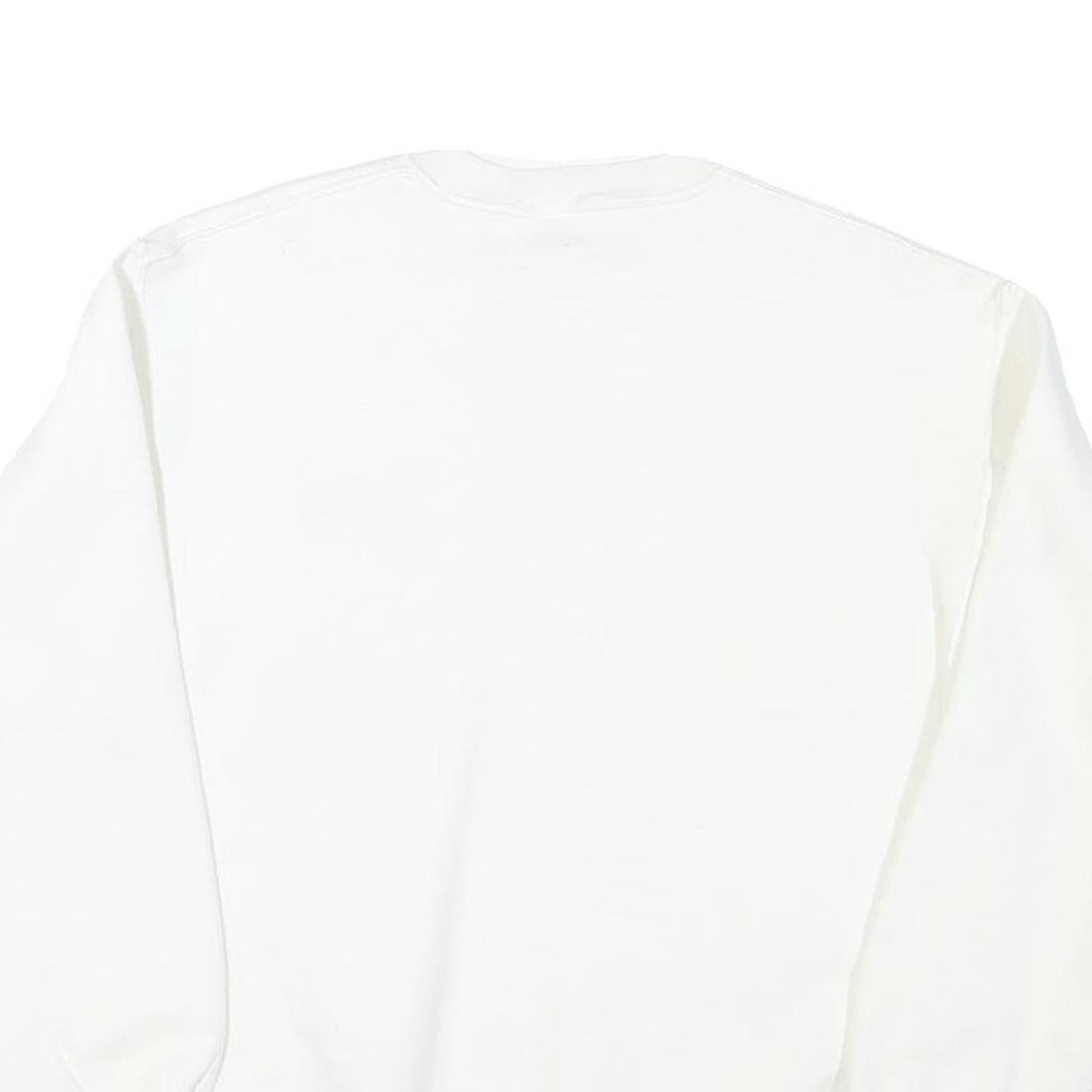 JERZEES Mens White Red & Blue Star Graphic Crew Neck L Sweatshirt Cotton Blend