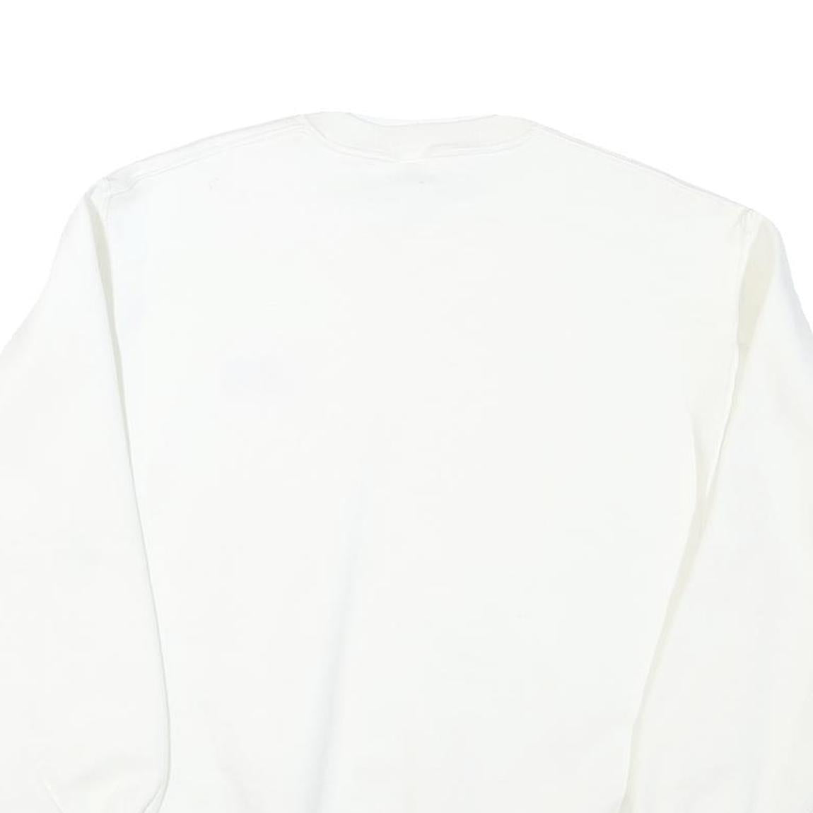 JERZEES Mens White Red & Blue Star Graphic Crew Neck L Sweatshirt Cotton Blend