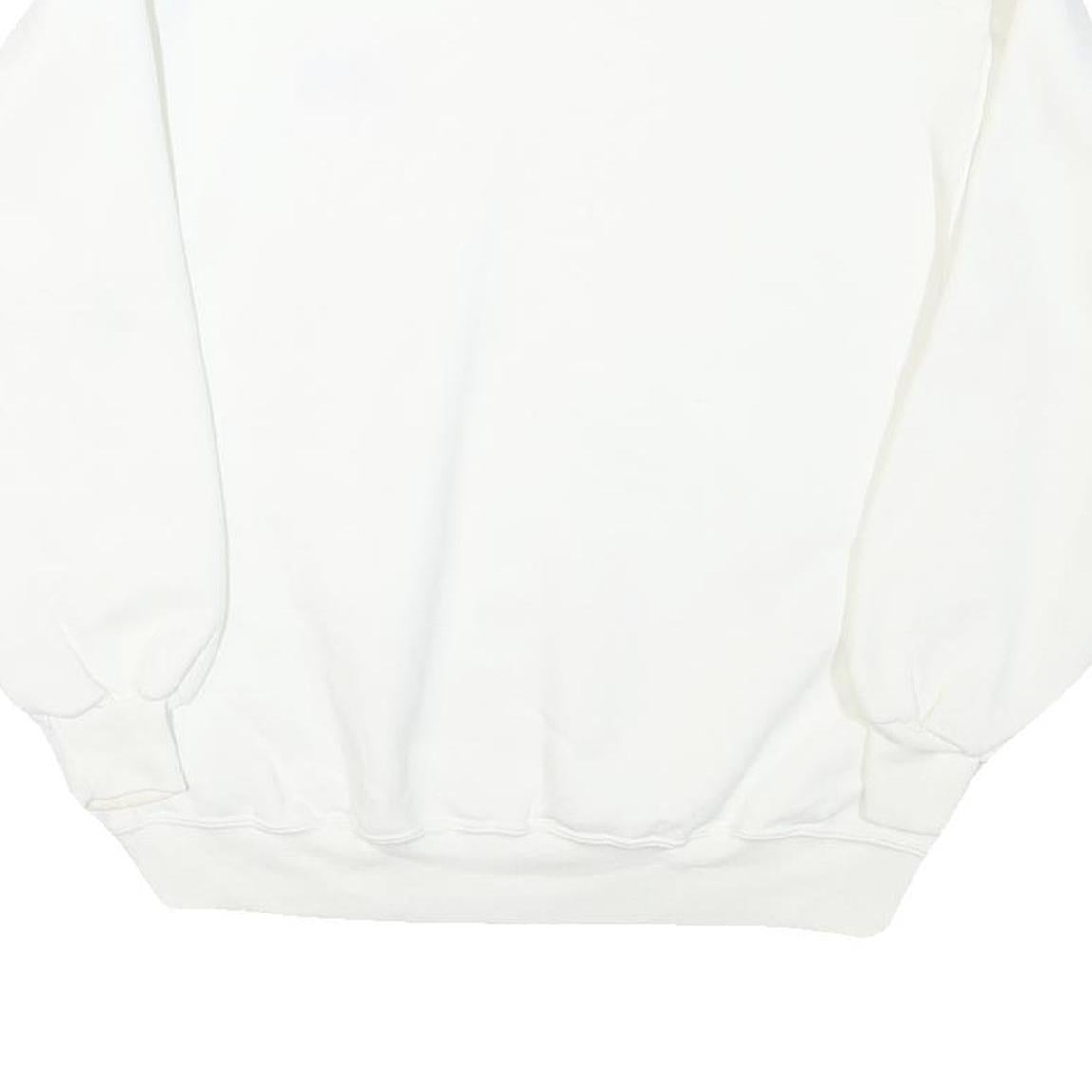 JERZEES Mens White Red & Blue Star Graphic Crew Neck L Sweatshirt Cotton Blend