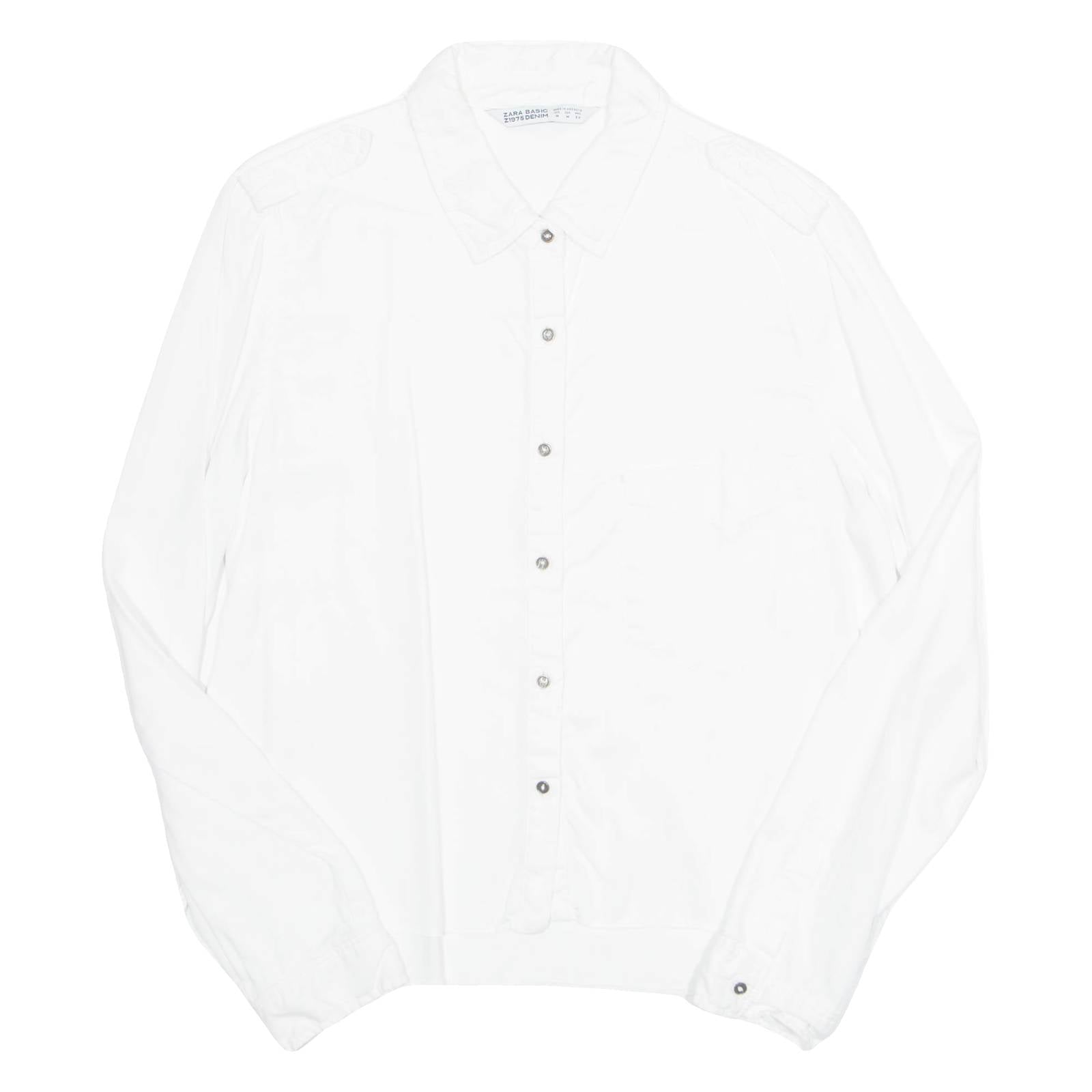 ZARA BASIC Womens Shirt White Collared Long Sleeve M