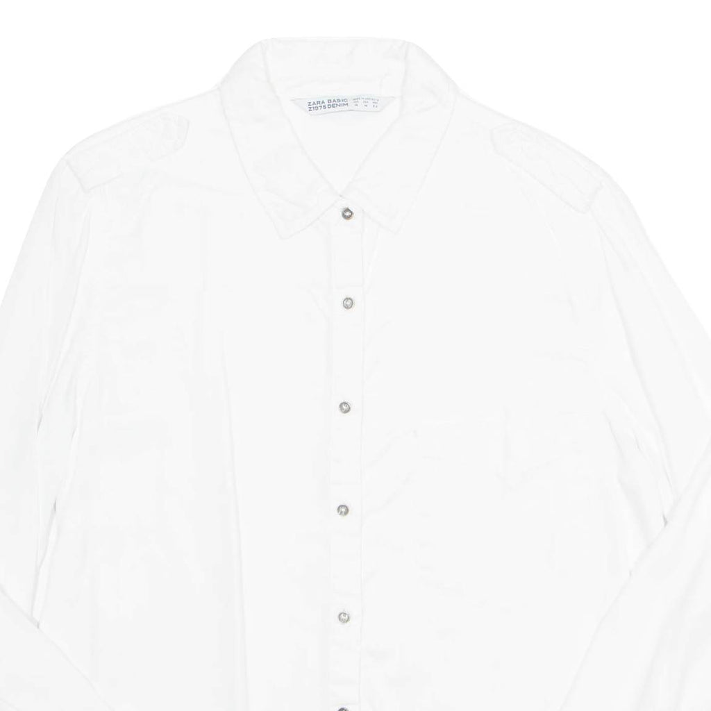 ZARA BASIC Womens Shirt White Collared Long Sleeve M