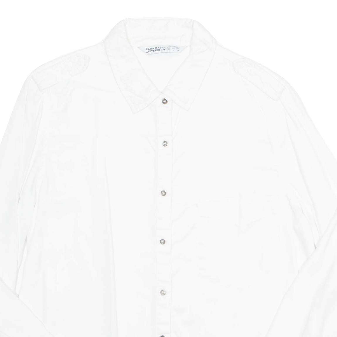 ZARA BASIC Womens Shirt White Collared Long Sleeve M