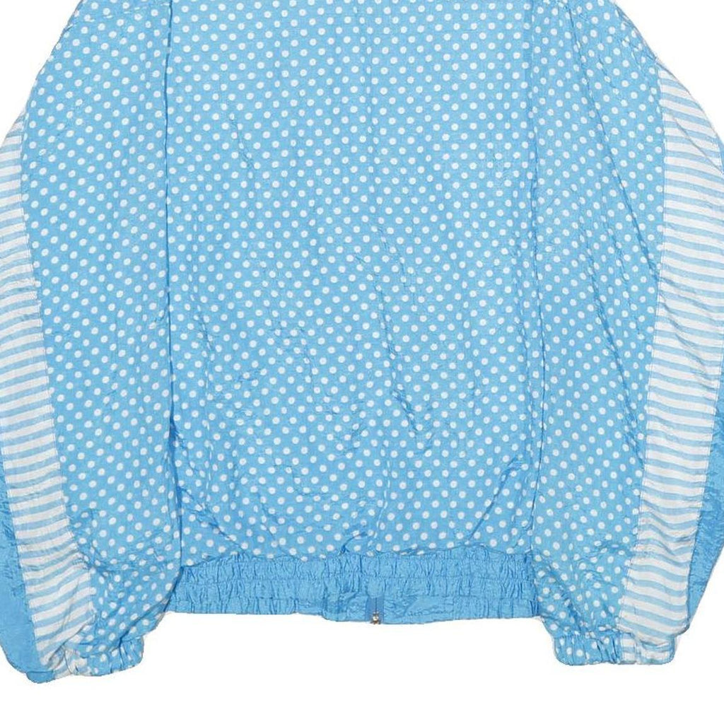 BLAIR BOUTIQUE Womens Blue & White Polka Dot Zip Jacket M Nylon Lightweight