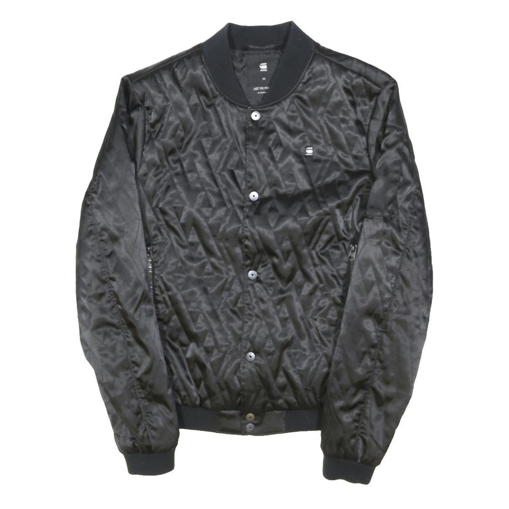 G-STAR Womens Black Bomber Jacket M Polyester Blend Quilted Button Closure