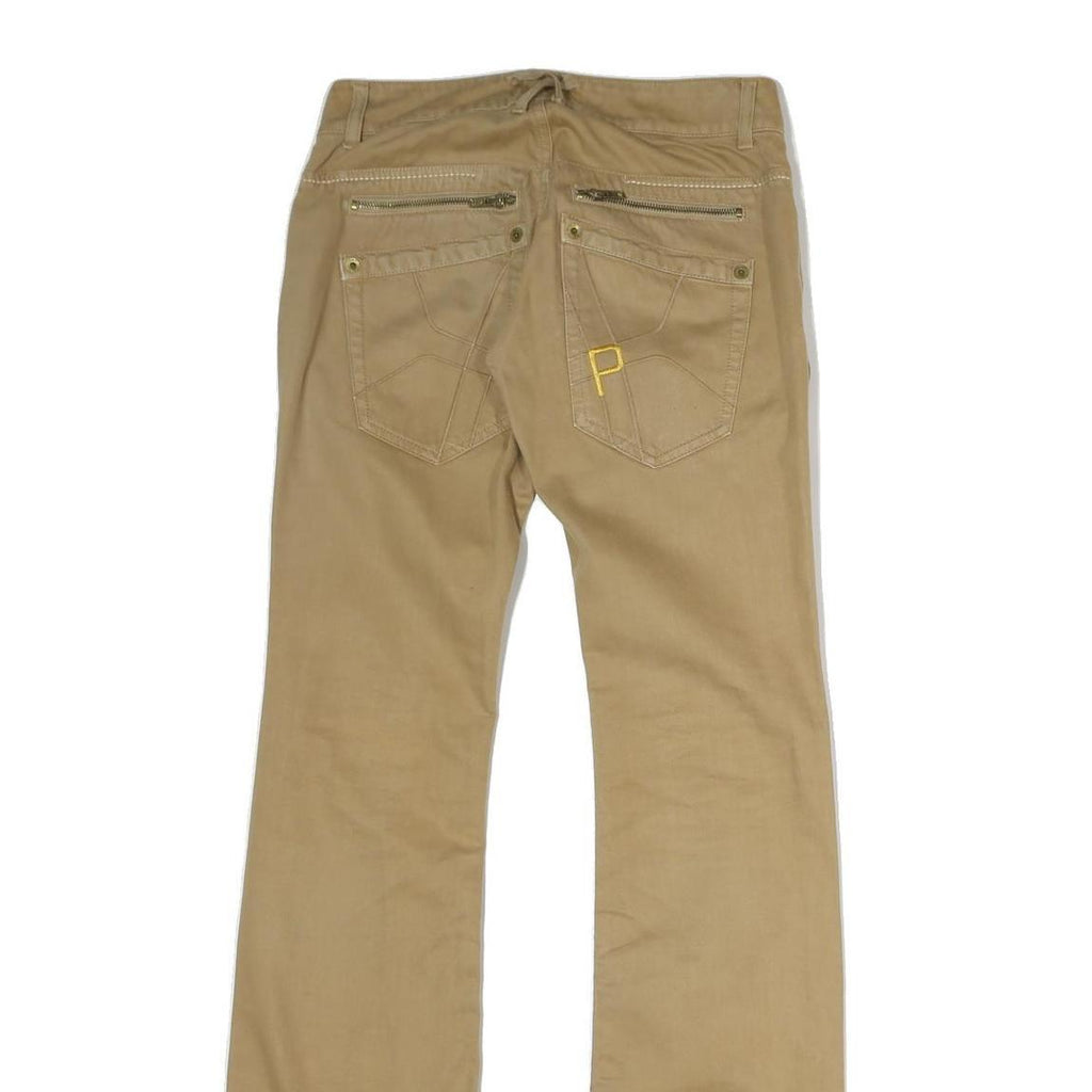 PINKO Womens Cotton Beige Regular Flared Trousers W28 L34 Stylish Zip Closure
