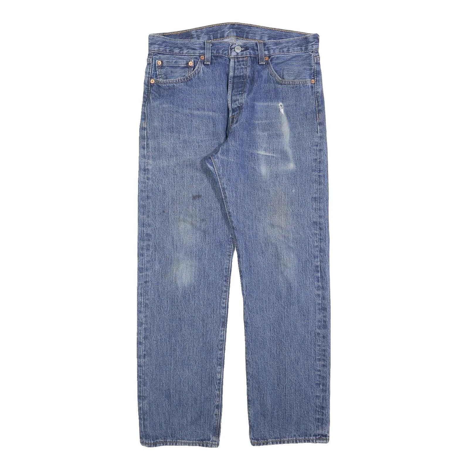LEVI'S 501 Mens Jeans Blue Regular Straight Denim Medium W32 L27 Classic Button