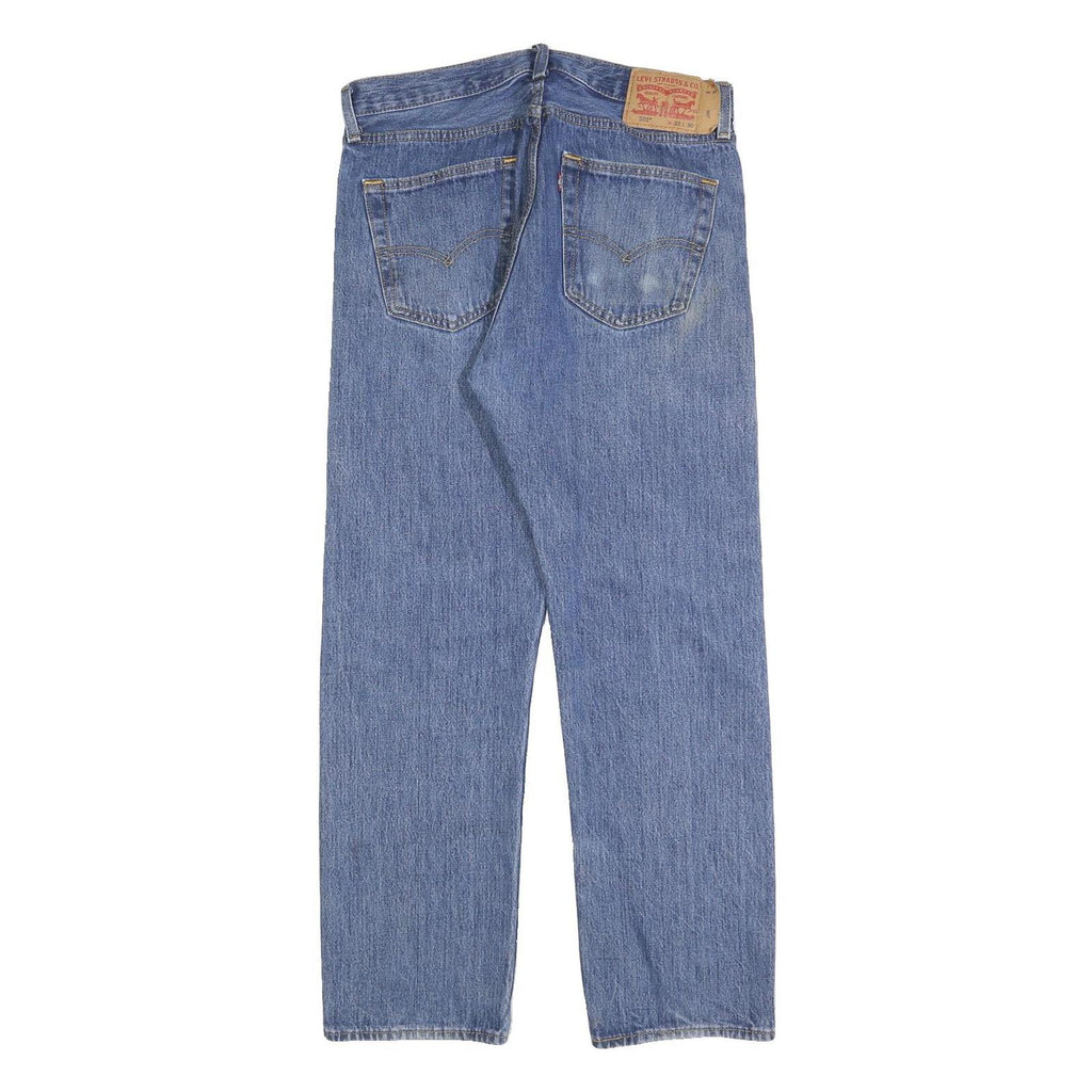 LEVI'S 501 Mens Jeans Blue Regular Straight Denim Medium W32 L27 Classic Button